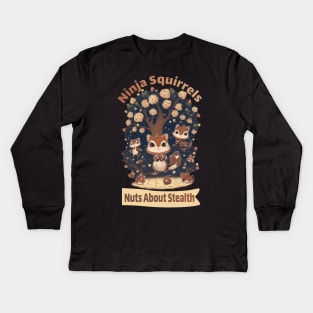 ninja squirrels Kids Long Sleeve T-Shirt